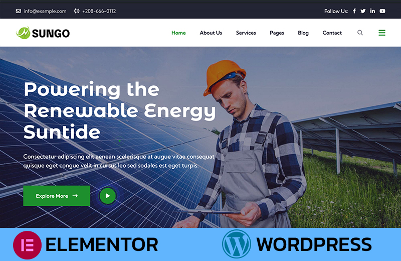 Sungo – Solar & Renewable Energy WordPress Theme - 