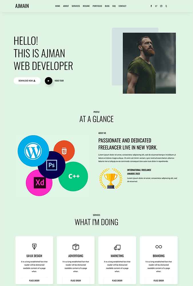 Ajman – Personal Portfolio WordPress Theme