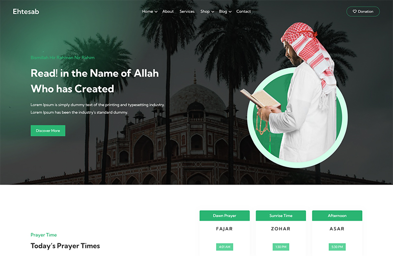 Ehtesab – Islamic Centre and Mosque WordPress Theme Free - 